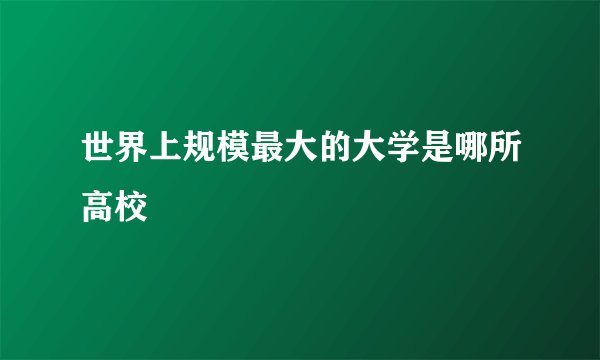 世界上规模最大的大学是哪所高校