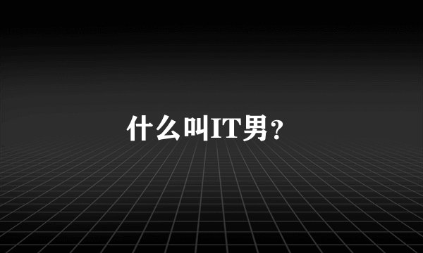 什么叫IT男？