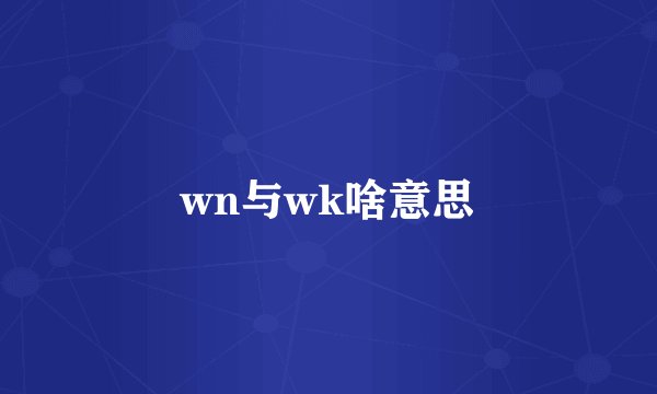 wn与wk啥意思