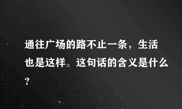 通往广场的路不止一条，生活也是这样。这句话的含义是什么？