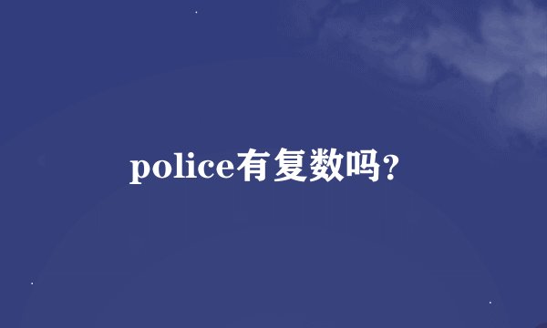 police有复数吗?