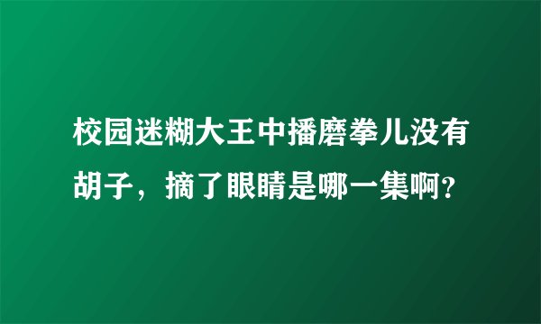 校园迷糊大王中播磨拳儿没有胡子，摘了眼睛是哪一集啊？