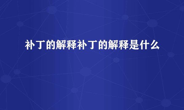 补丁的解释补丁的解释是什么