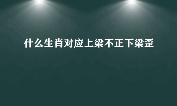什么生肖对应上梁不正下梁歪
