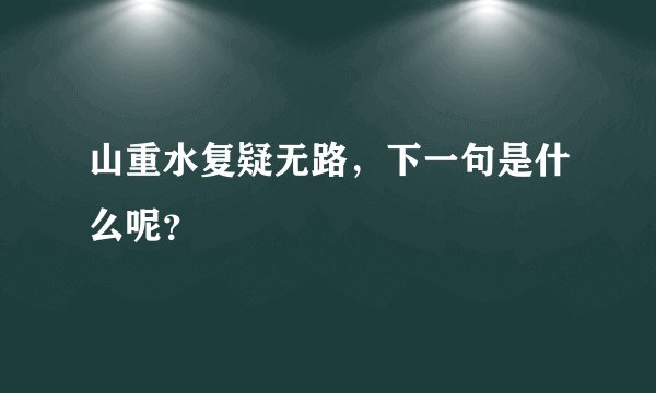 山重水复疑无路，下一句是什么呢？