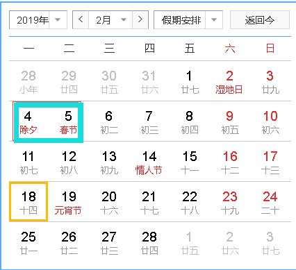 2019年春节是哪一天？