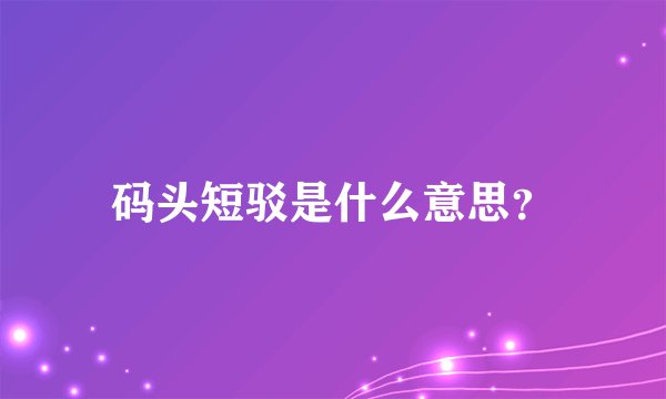 码头短驳是什么意思？
