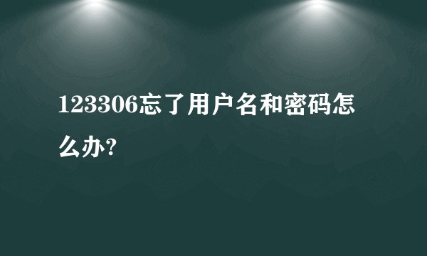 123306忘了用户名和密码怎么办?