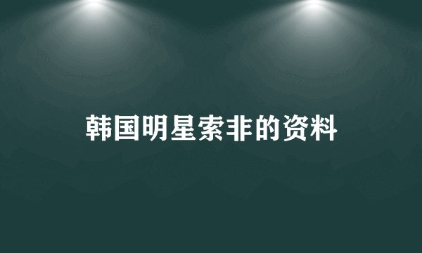 韩国明星索非的资料