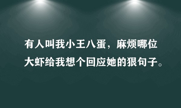 有人叫我小王八蛋，麻烦哪位大虾给我想个回应她的狠句子。