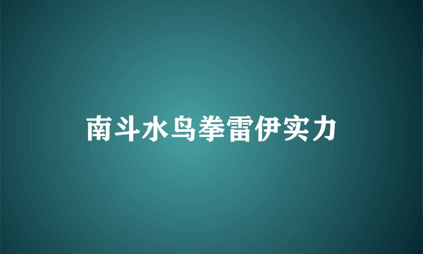 南斗水鸟拳雷伊实力