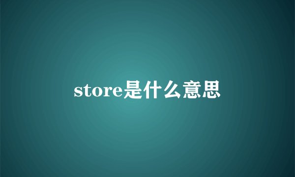 store是什么意思
