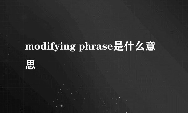 modifying phrase是什么意思