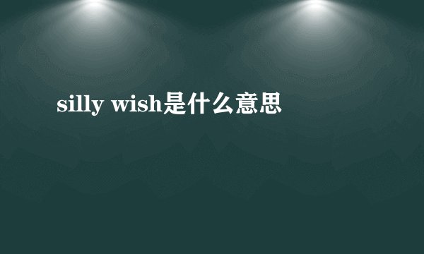 silly wish是什么意思