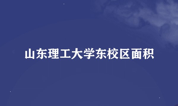 山东理工大学东校区面积