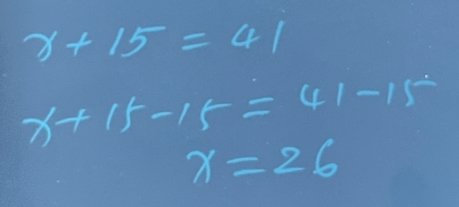 x 15=41中未知数x等于多少？