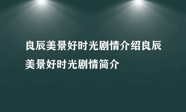 良辰美景好时光剧情介绍良辰美景好时光剧情简介