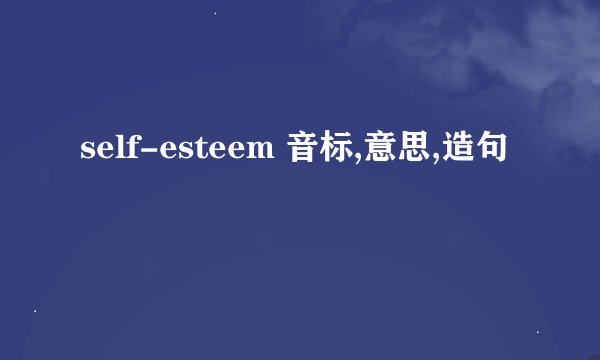 self-esteem 音标,意思,造句