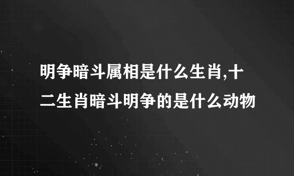 明争暗斗属相是什么生肖,十二生肖暗斗明争的是什么动物