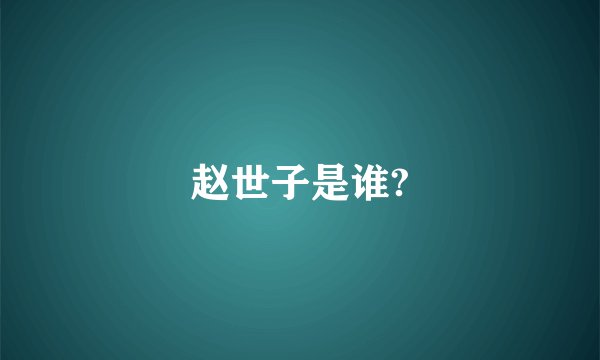 赵世子是谁?