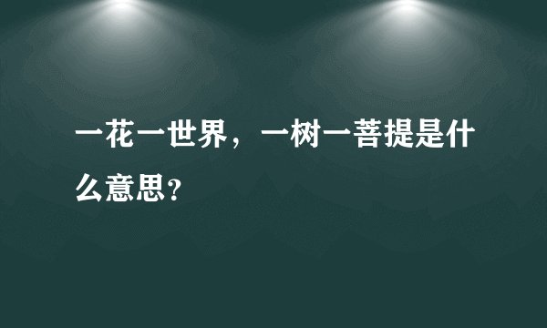 一花一世界，一树一菩提是什么意思？