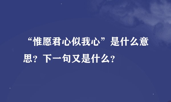 “惟愿君心似我心”是什么意思？下一句又是什么？