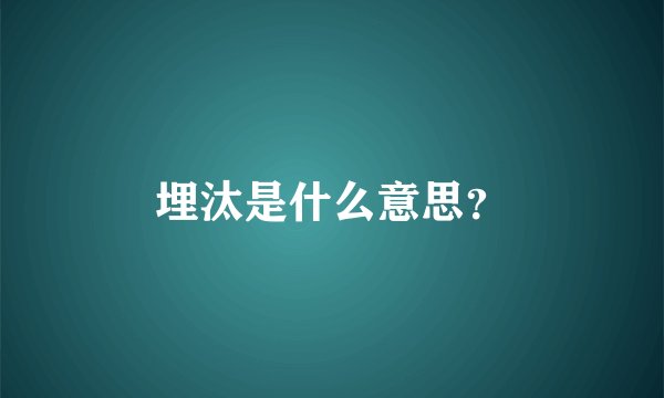 埋汰是什么意思？