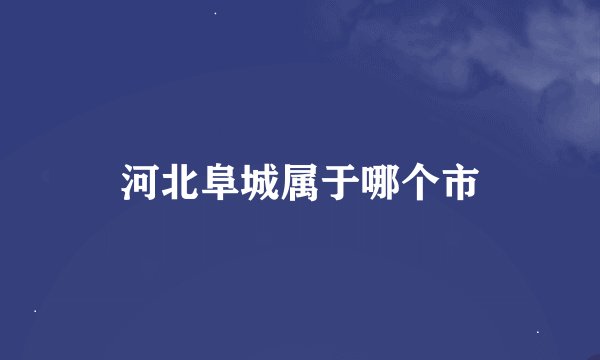 河北阜城属于哪个市