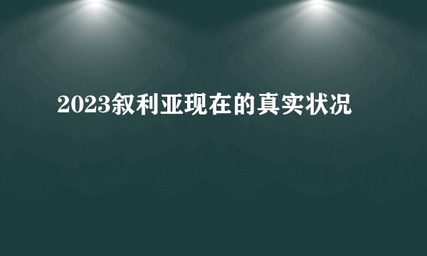 2023叙利亚现在的真实状况