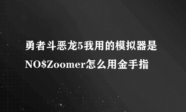 勇者斗恶龙5我用的模拟器是NO$Zoomer怎么用金手指