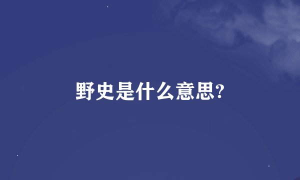 野史是什么意思?
