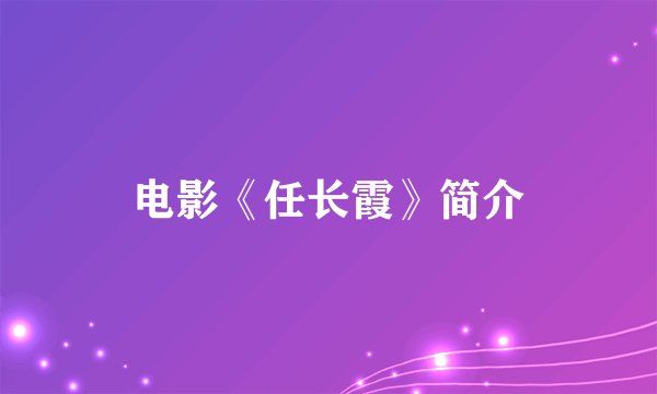 电影《任长霞》简介