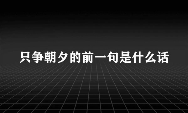 只争朝夕的前一句是什么话