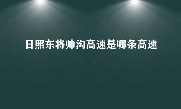 日照东将帅沟高速是哪条高速