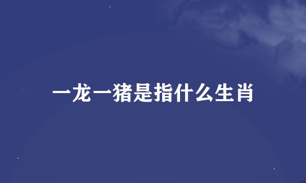 一龙一猪是指什么生肖