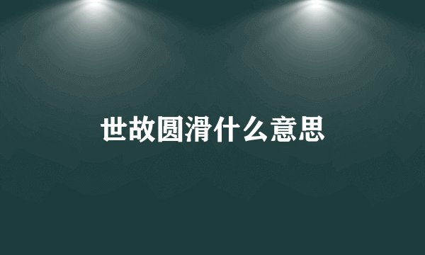 世故圆滑什么意思