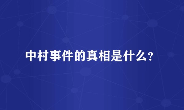中村事件的真相是什么？