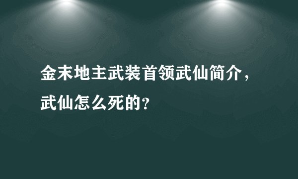 金末地主武装首领武仙简介，武仙怎么死的？