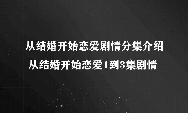 从结婚开始恋爱剧情分集介绍 从结婚开始恋爱1到3集剧情