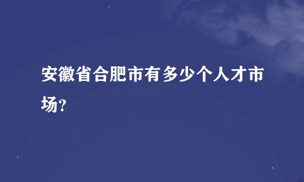 安徽省合肥市有多少个人才市场？