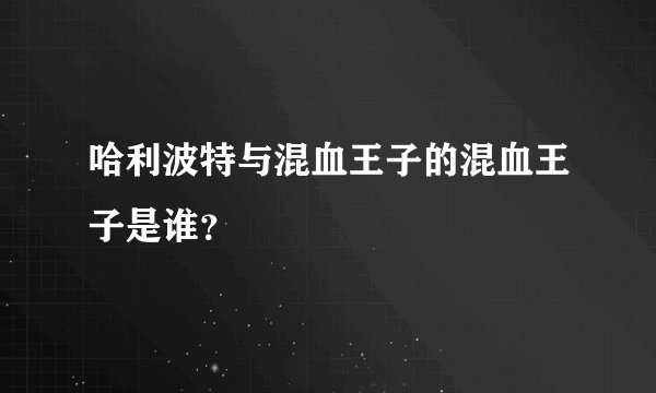 哈利波特与混血王子的混血王子是谁？