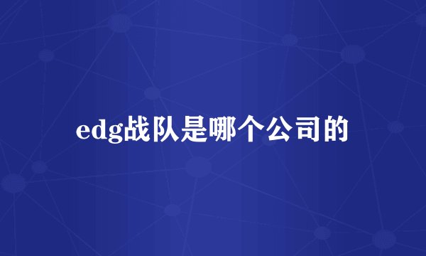 edg战队是哪个公司的