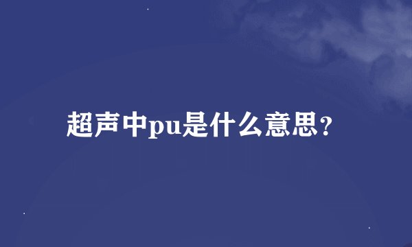 超声中pu是什么意思？