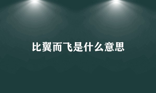比翼而飞是什么意思