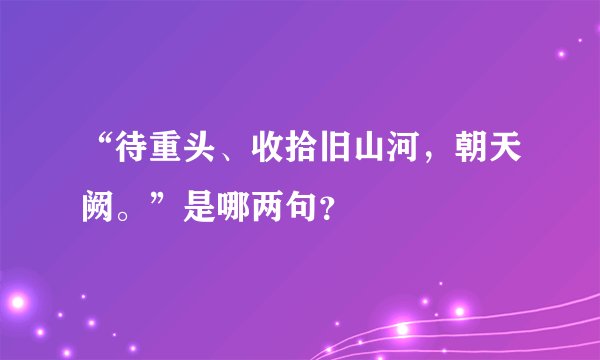 “待重头、收拾旧山河，朝天阙。”是哪两句？
