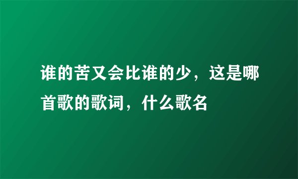 谁的苦又会比谁的少，这是哪首歌的歌词，什么歌名