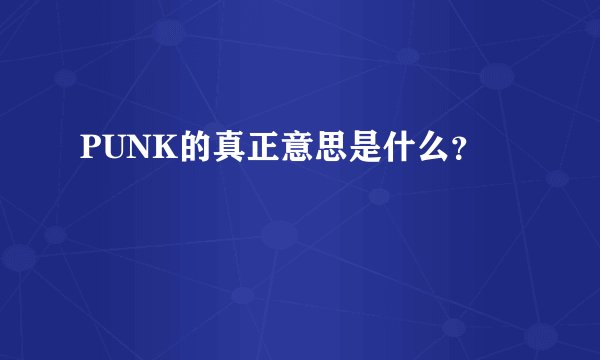 PUNK的真正意思是什么？
