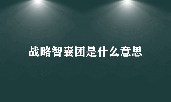 战略智囊团是什么意思