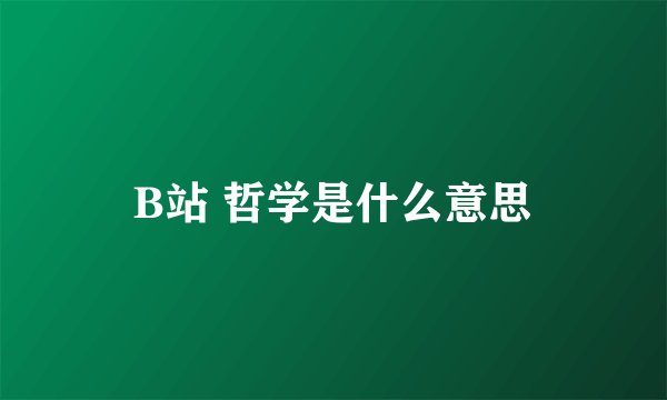 B站 哲学是什么意思