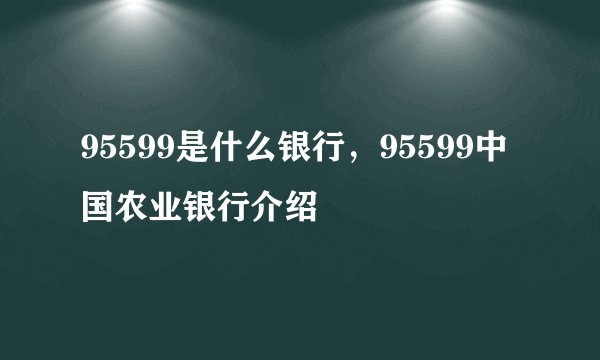 95599是什么银行，95599中国农业银行介绍